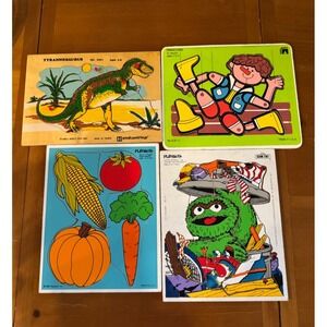 Vintage Children's Puzzles Lot – Retro Wooden Puzzles, Cottagecore Nursery Decor